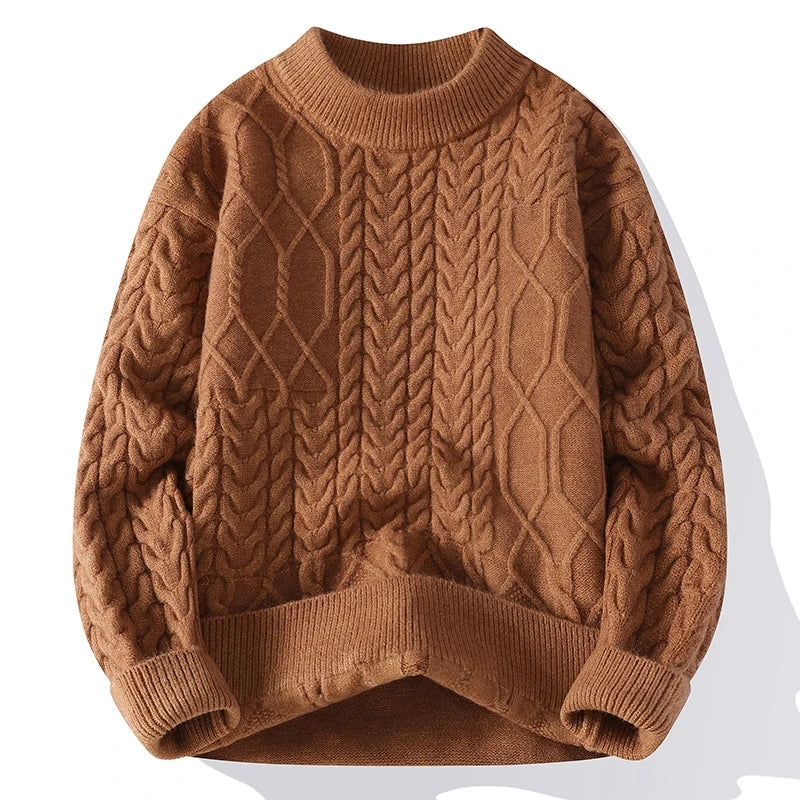 Autumn Winter Thick Round Neck Knit Sweater - Loose Fit Casual Pullover