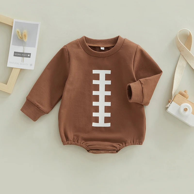 0-24M Infant Baby Children Jumpsuit Rugby Print Long Sleeve Snap Closure Romper Babygrow