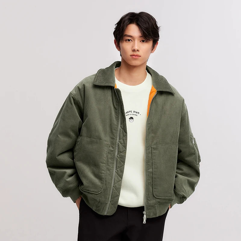 Men's Corduroy Pilot Jacket - Thick Oversize Cotton Winter Jacket