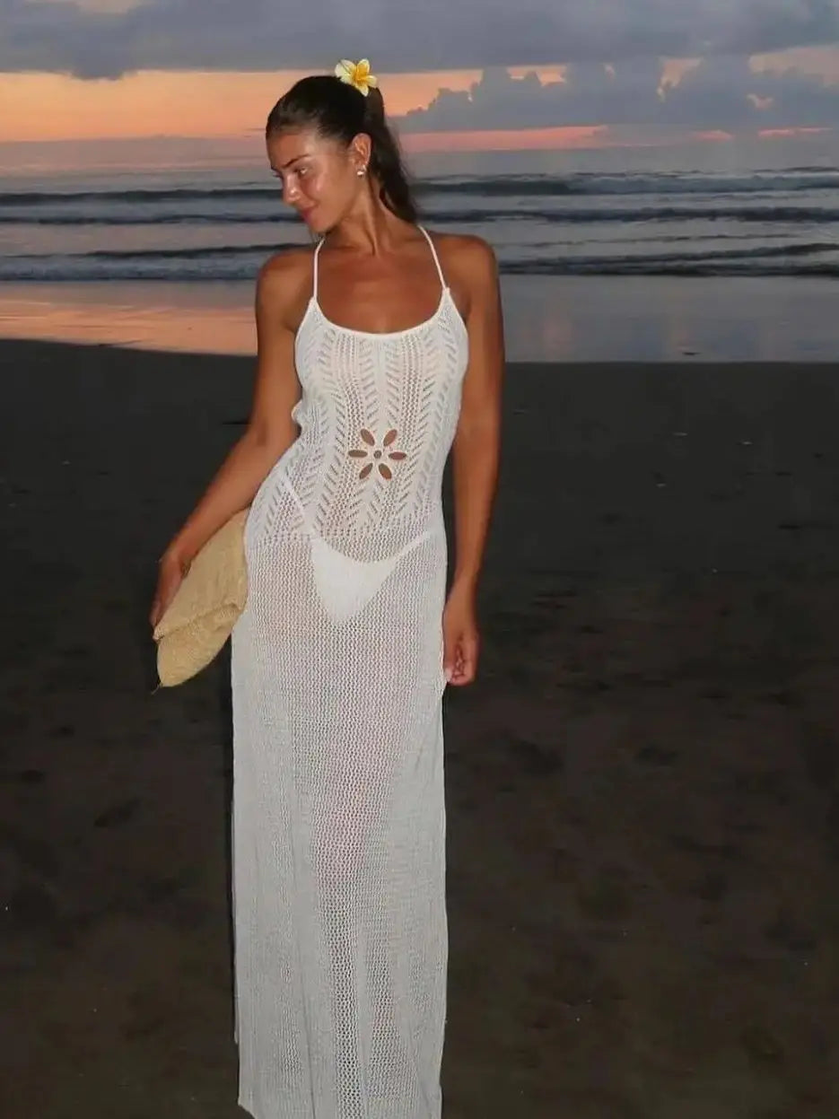 Women's Cover Up Bikini Swimsuit Cover-up Beach Bathing Suit Beach Wear Knitting Swimwear Mesh Beach Dress Tunic Robe