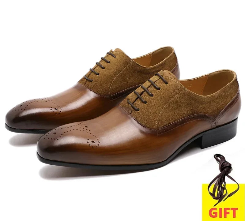 Men's Genuine Leather & Suede Oxford Shoes - Handmade