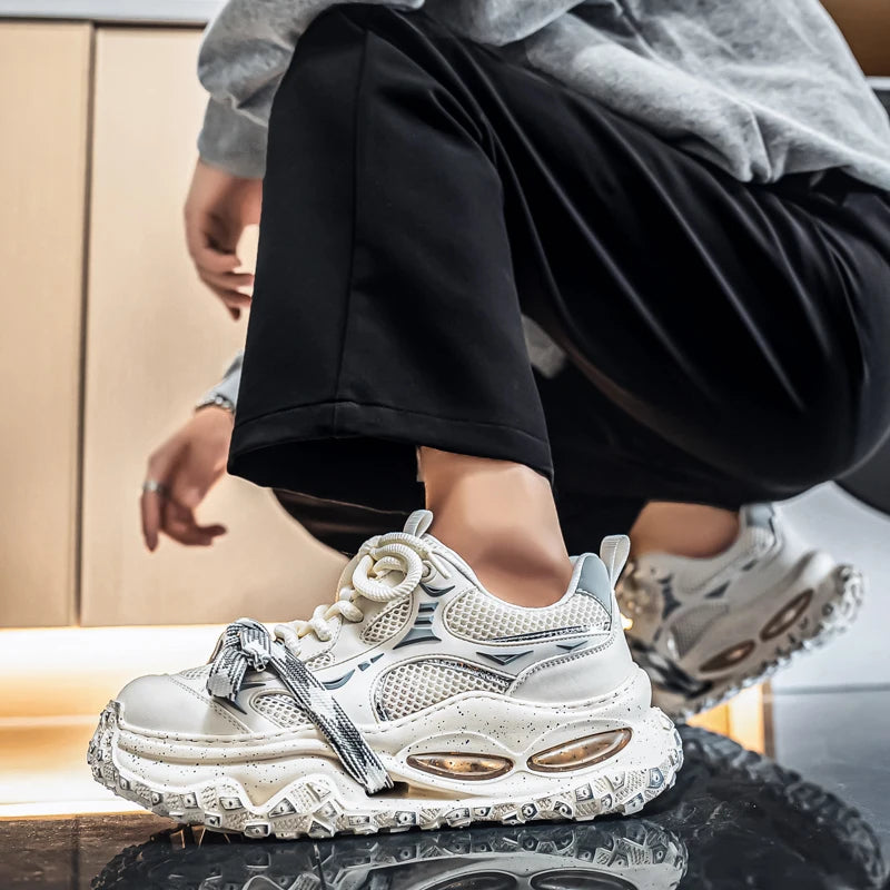 Platform Strap Sneakers - Men's Breathable Skateboard & Tennis Trainers