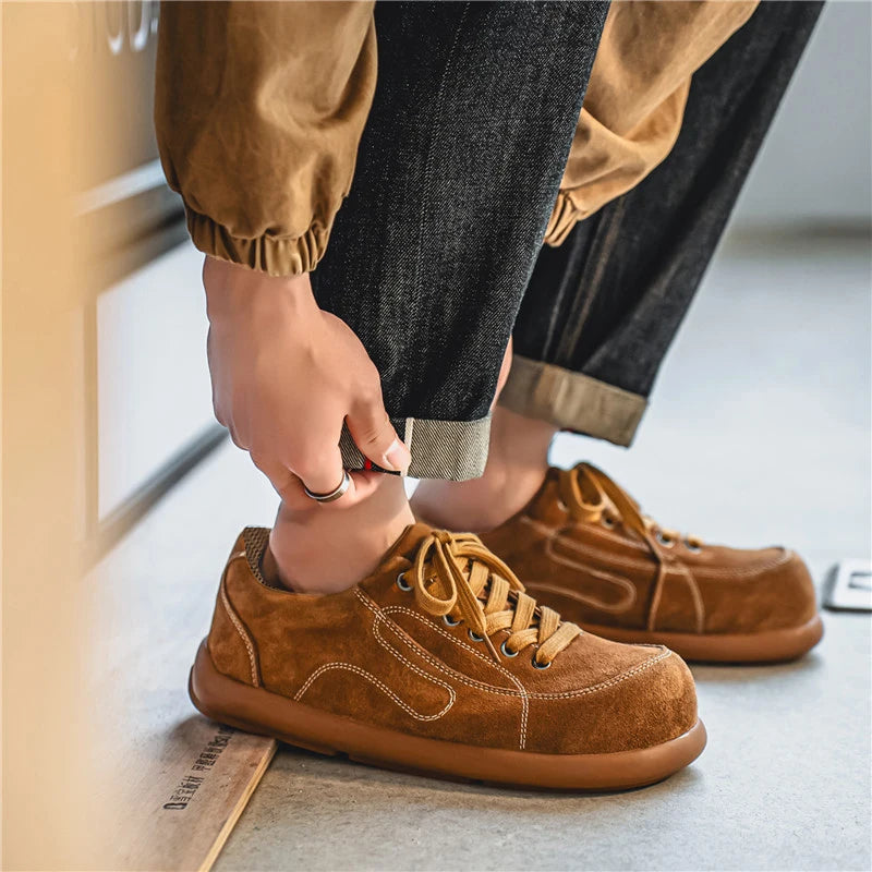 Men's Suede Leather Lace-up Casual Comfortable British Shoes