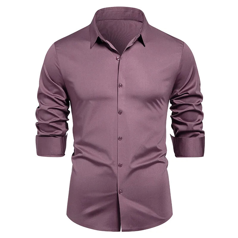 Square Collar Long Sleeve Shirt - Smart Casual Dress Shirt