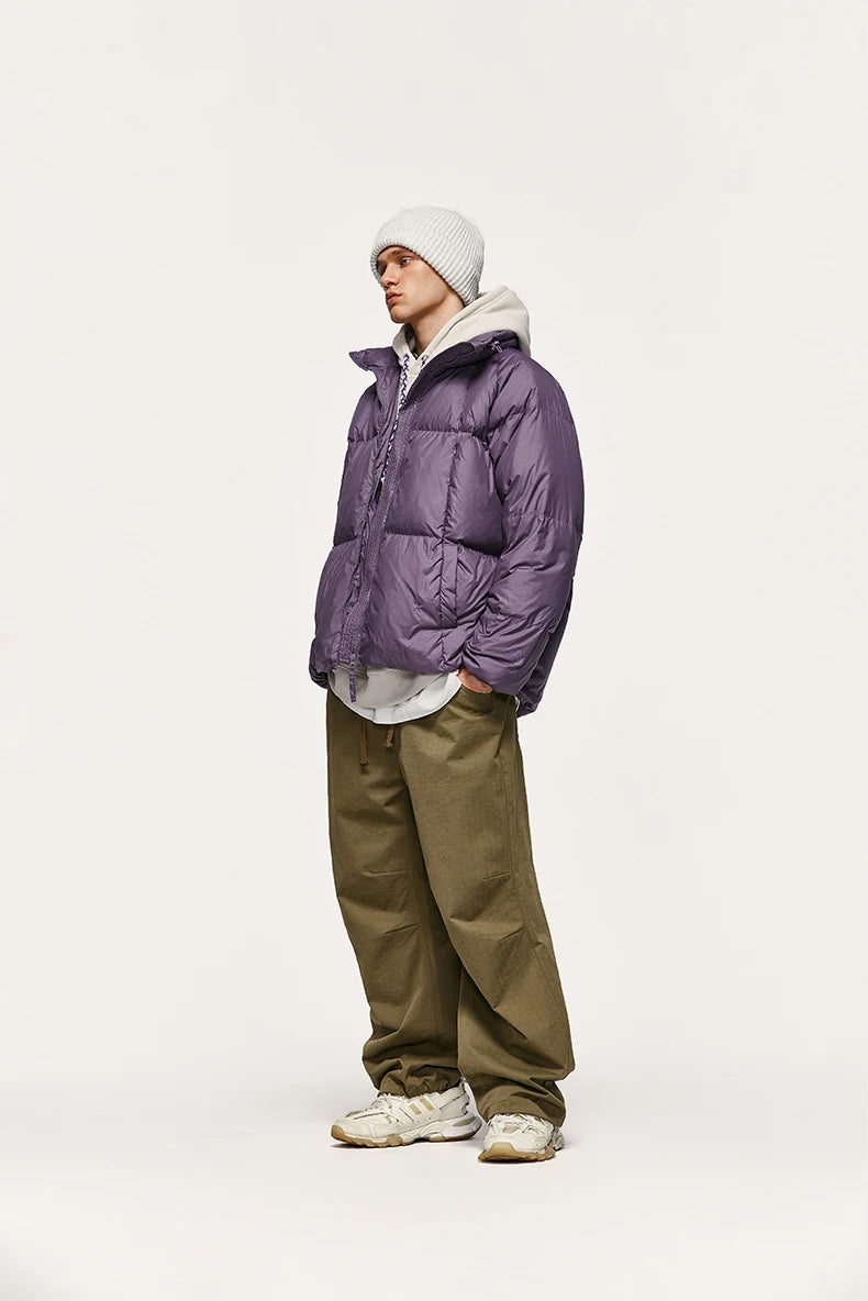 Minimalist Down Jacket Unisex - 90% Down Fill High Collar Winter Outerwear