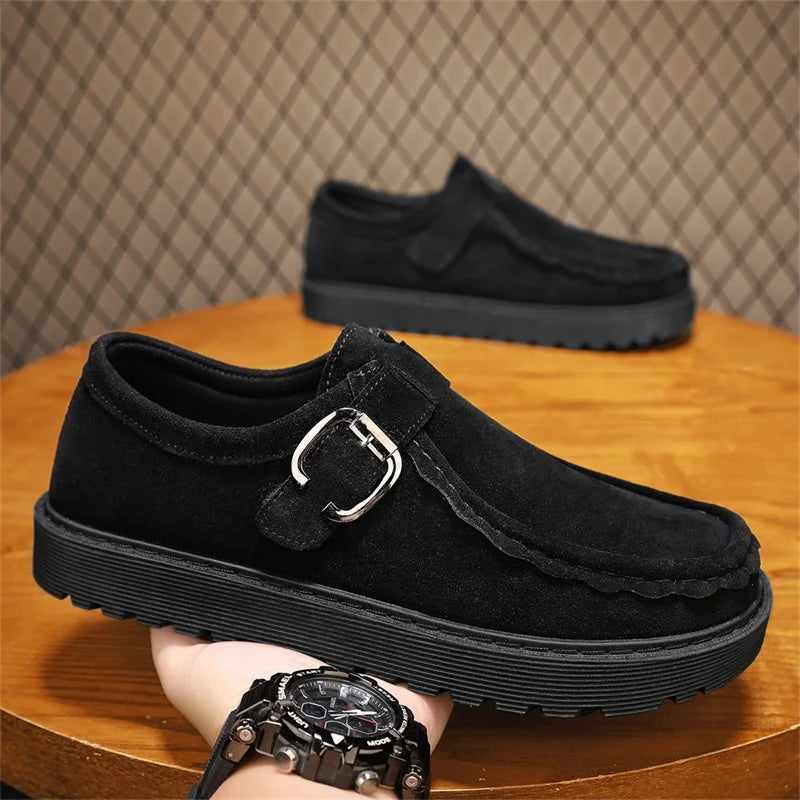 Men's Platform Sneakers - Buckle Closure Tennis Sports Shoes