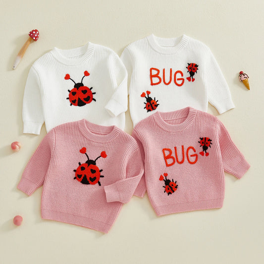 Baby & Toddler Knit Sweater - Ladybug Embroidery Pullover