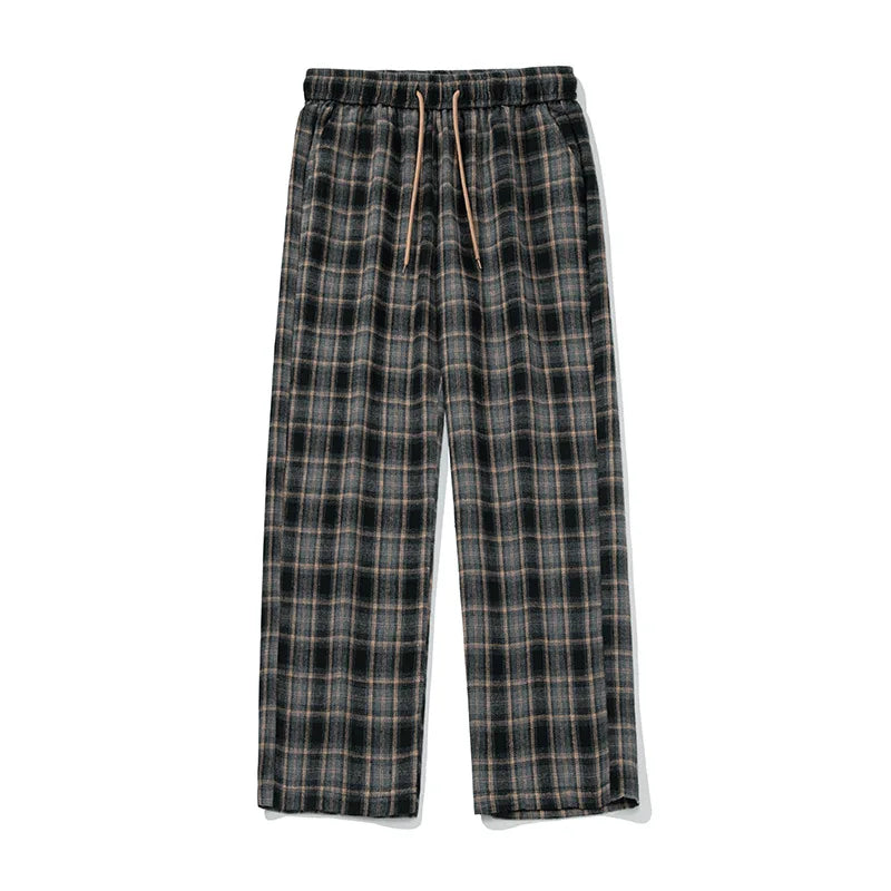 Men's Plaid Casual Trousers - Loose Straight Fit