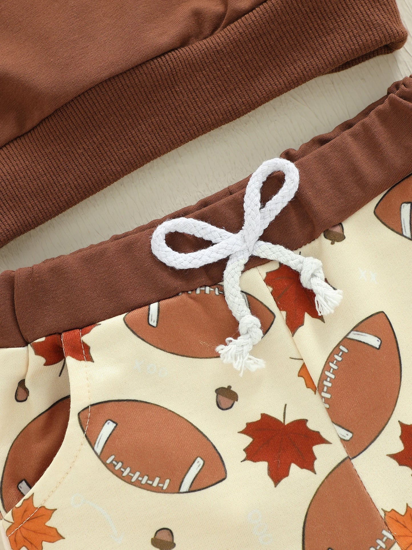 Baby Boys Thanksgiving Football Outfit Set - Rugby Long Sleeve Sweatshirt & Leaf Pants (0-3Y)