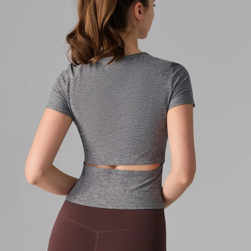 Women's Slim Fit Workout T-Shirt - Quick Dry Athletic Top for Yoga & Running