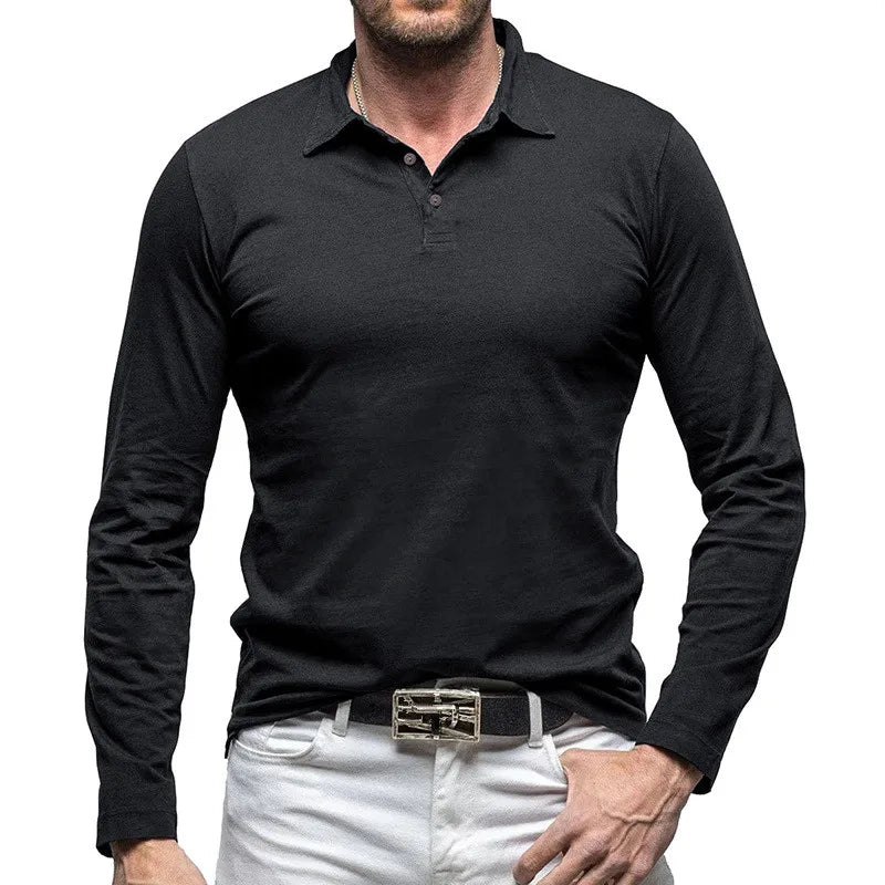Men's Long Sleeve Polo Shirt - Cotton Smart Casual Top
