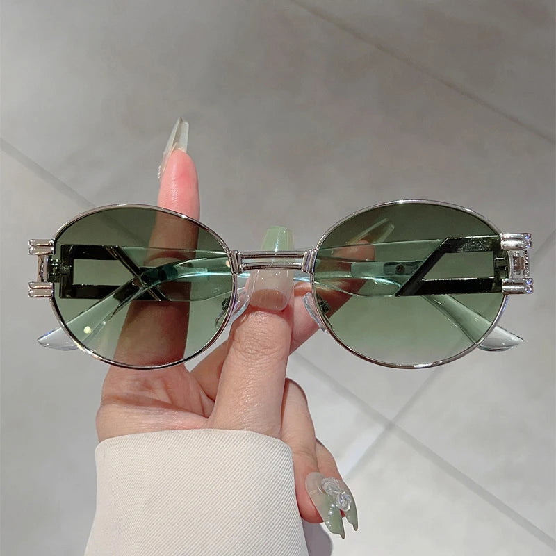 Unisex Vintege Oval Gradient Casual Sunglasses