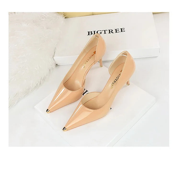 Patent Leather Metal Tip Pumps - Available in 7cm and 10.5cm Heel Heights