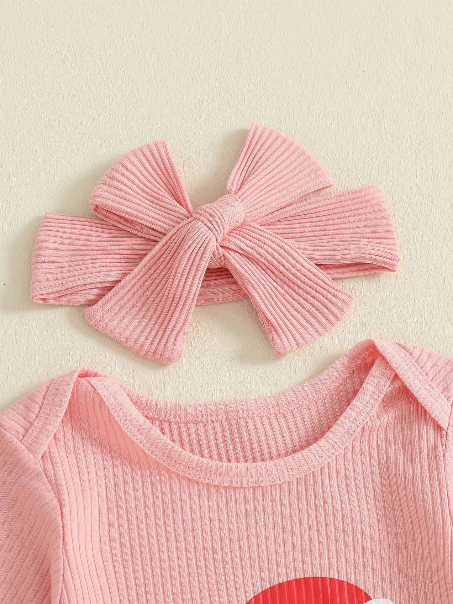 Baby Christmas Romper - Letter Hat Print Long Sleeve Jumpsuit with Headband (0-18M)