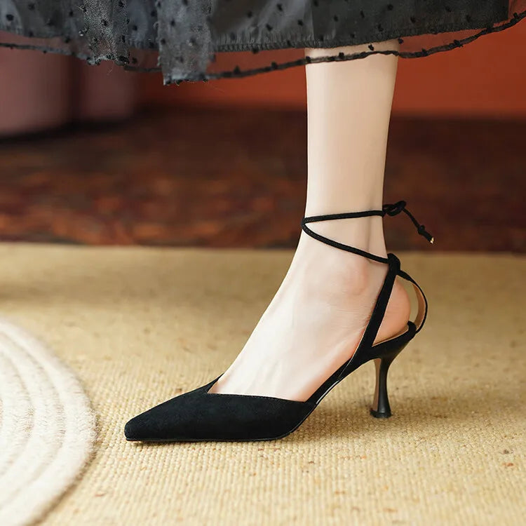 Women's Pointed Toe Rhinestone Wedding Sandals - Bowknot Pendant Pumps