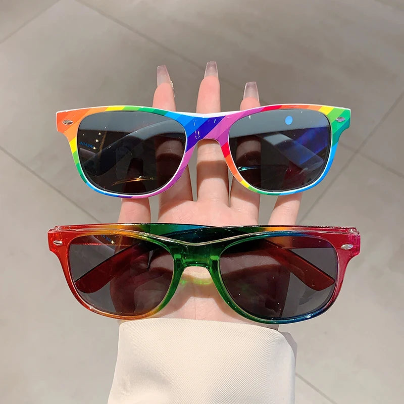 Rainbow Sunglasses Set - 12 Pairs Retro Square Fashion Decoration Eyewear Collection