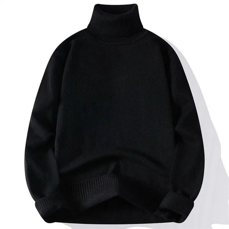 Men's Turtleneck Knitted Sweater - Slim Fit Pullover