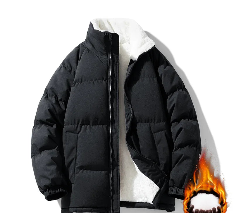 Men's Slim Fit Thickened Padded Jacket | Fur-Lined | Stand Collar | Bungee Hem | 8 Colours | S–XXXL