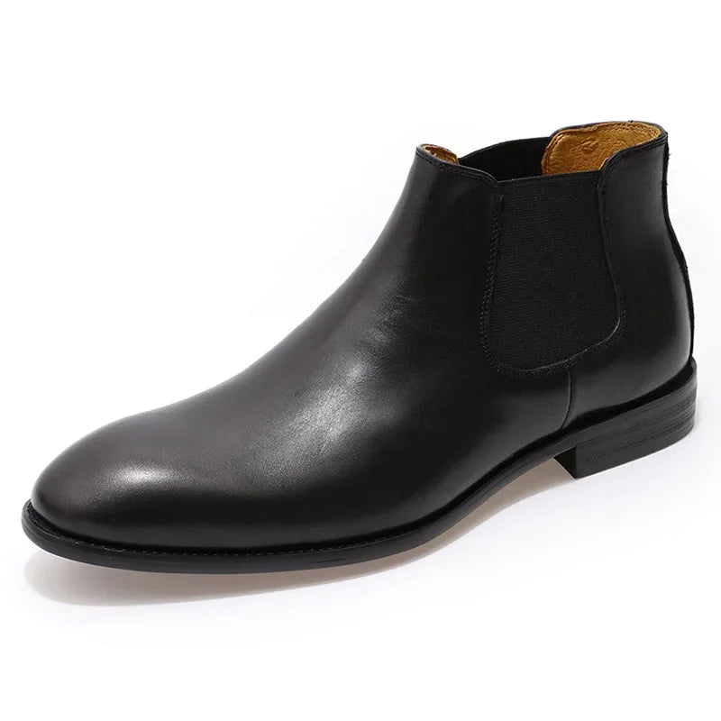 Men's Genuine Leather Chelsea Boots - Hand-Painted Luxury