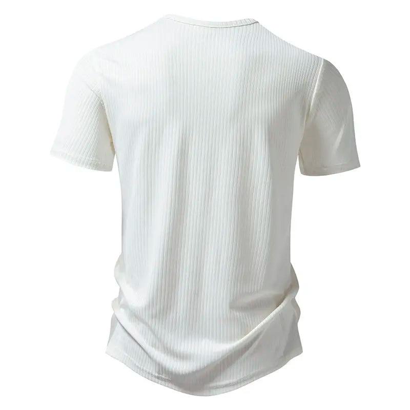 Men's Summer Henry Collar  Short Sleeve Smart Casual T-Shirt