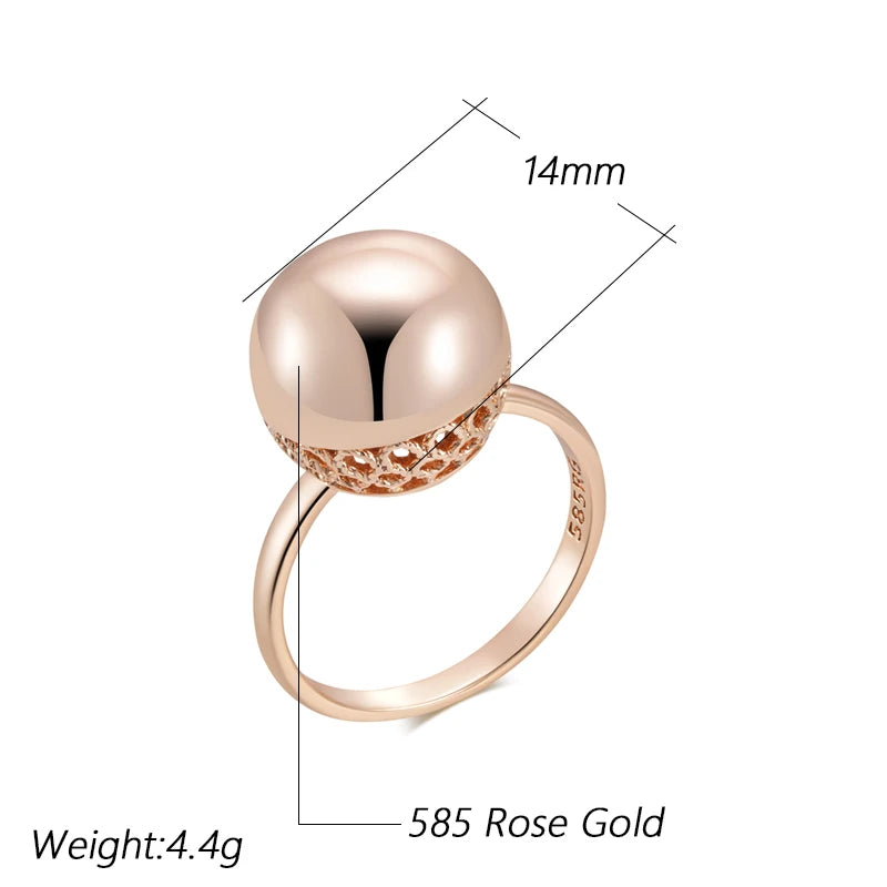 Statement Rose Gold Ball Ring - Glossy Wedding Band