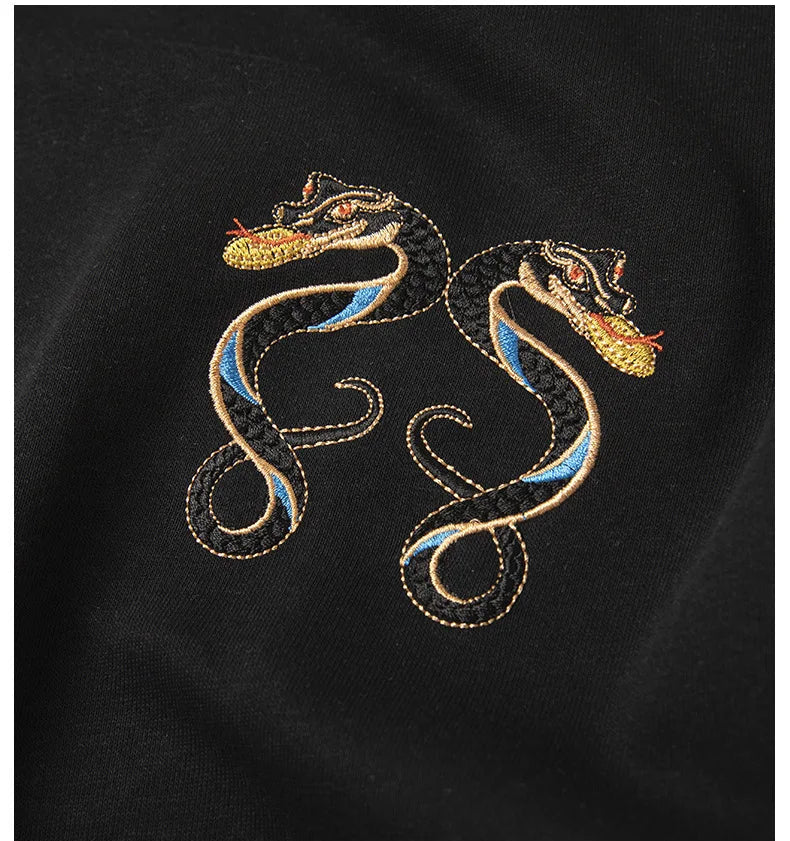 Snake Embroidery Crew Neck Sweater