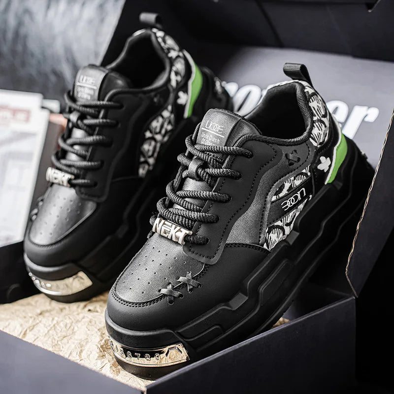 Men's Platform Sneakers - Metal Detail Vulcanized Sports Shoes
