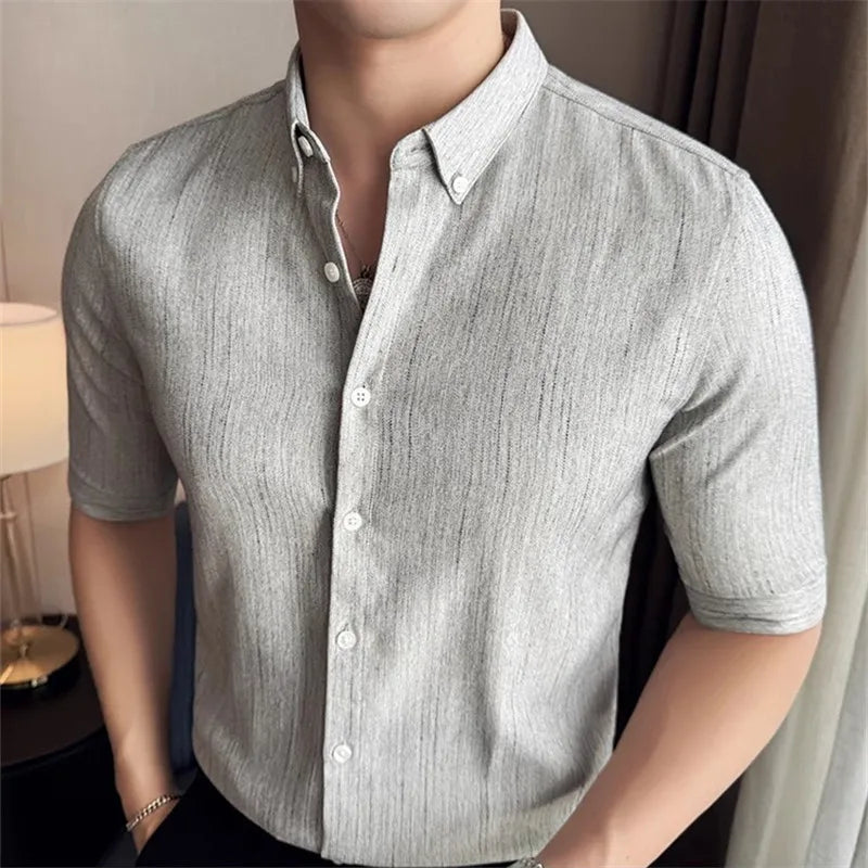 Men's Slim Fit Half Sleeve Shirt with Turn-Down Collar