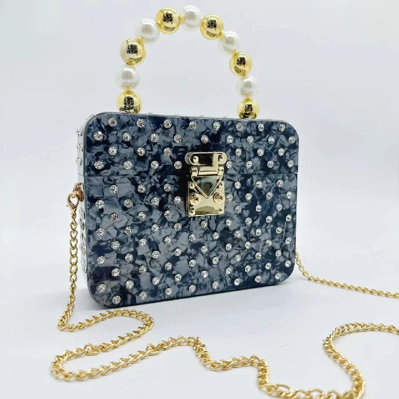 Women's Diamond Acrylic Clutch Shoulder Crossbody Handbag