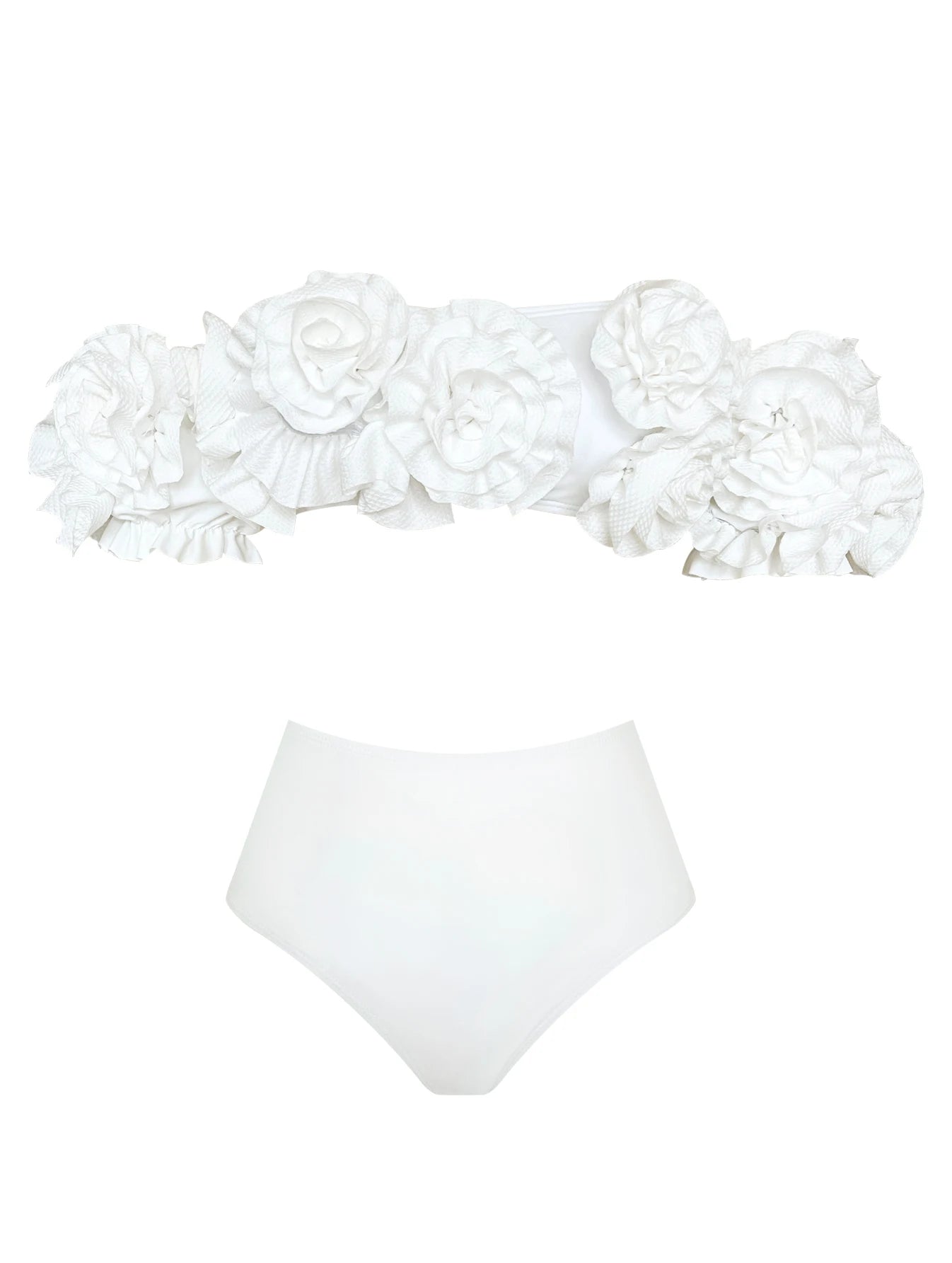 Women's Summer 3D Flower Bikini Suit High Waist Swimwear Swimsuit Beachwear Set