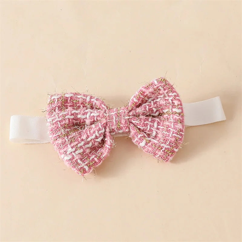 0-18M 3pcs Baby Girls Lovely Clothes Sets Bear Embroidery Long Sleeve Romper Plaid Skirts Headband