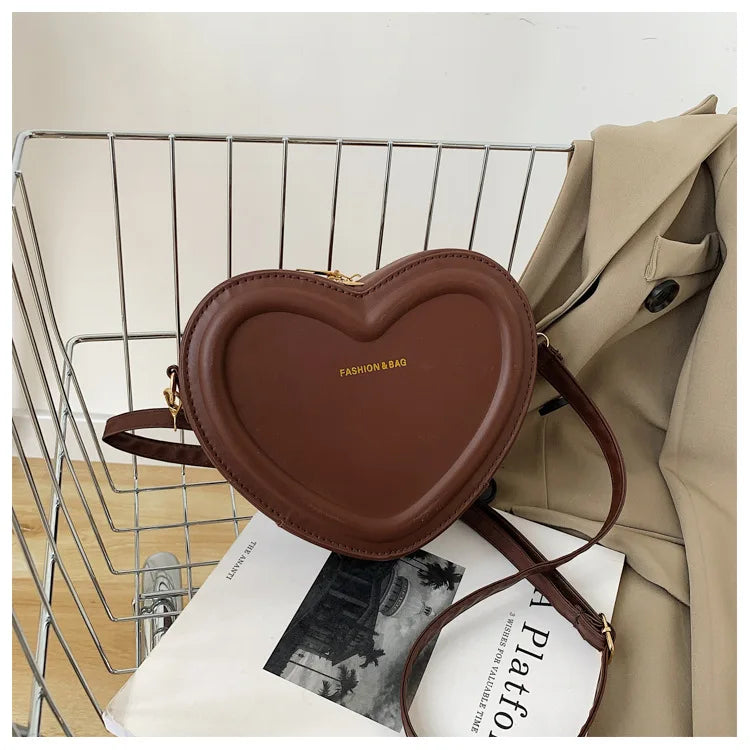 Women Heart Shape Crossbody  PU Leather Shoulder Handbag