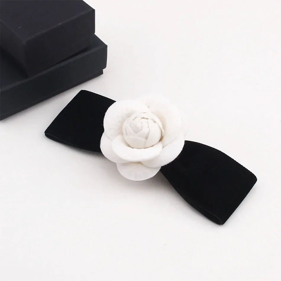 Retro Camellia Flower Brooch - Fabric Bow Lapel Pin for Women