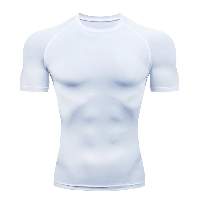 Men's Running Compression Short Sleeve Sport Gym Fitness Sweatshirt Jogging Tracksuit Athletic T-Shirt