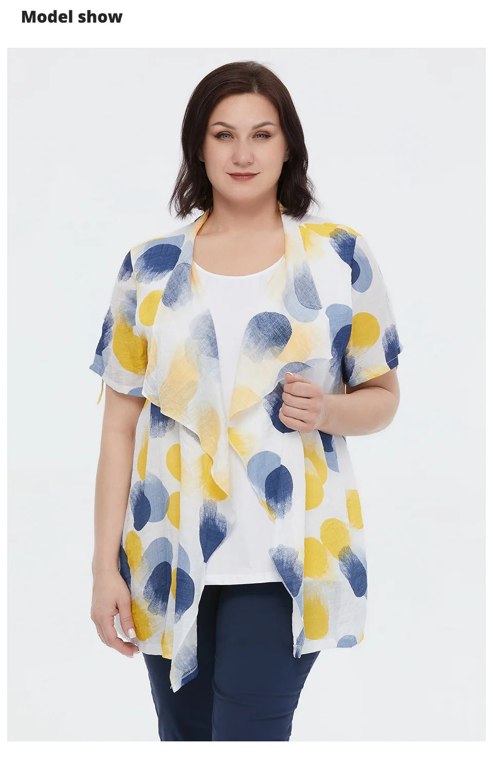 Women's Oversized Fake Two-Piece Print Shirt Blouse