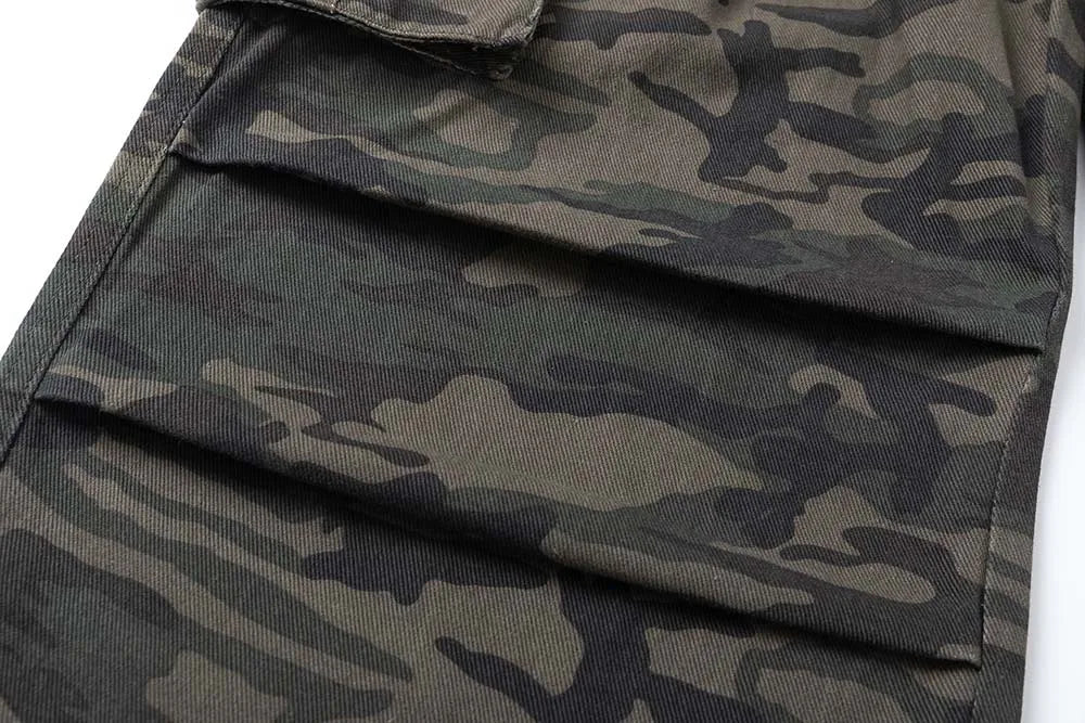 Men's Vintage Multi-pocket Pleated Camouflage Overalls Camo Colossus Baggy Pants