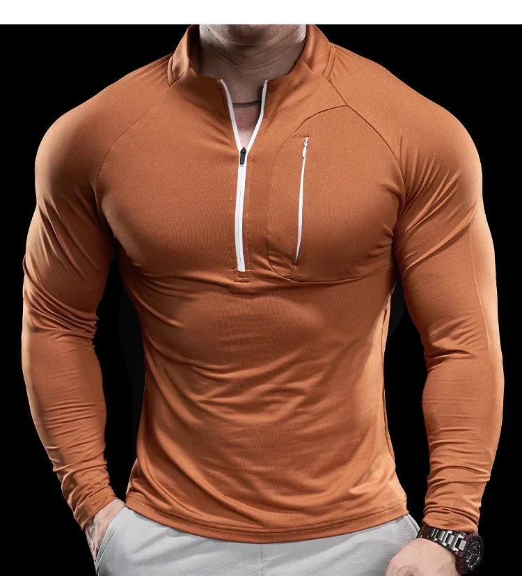 Men's Gym Fitness Quick Dry  Running Sport Long Sleeves Trackwear  Bodybuilding Training Top