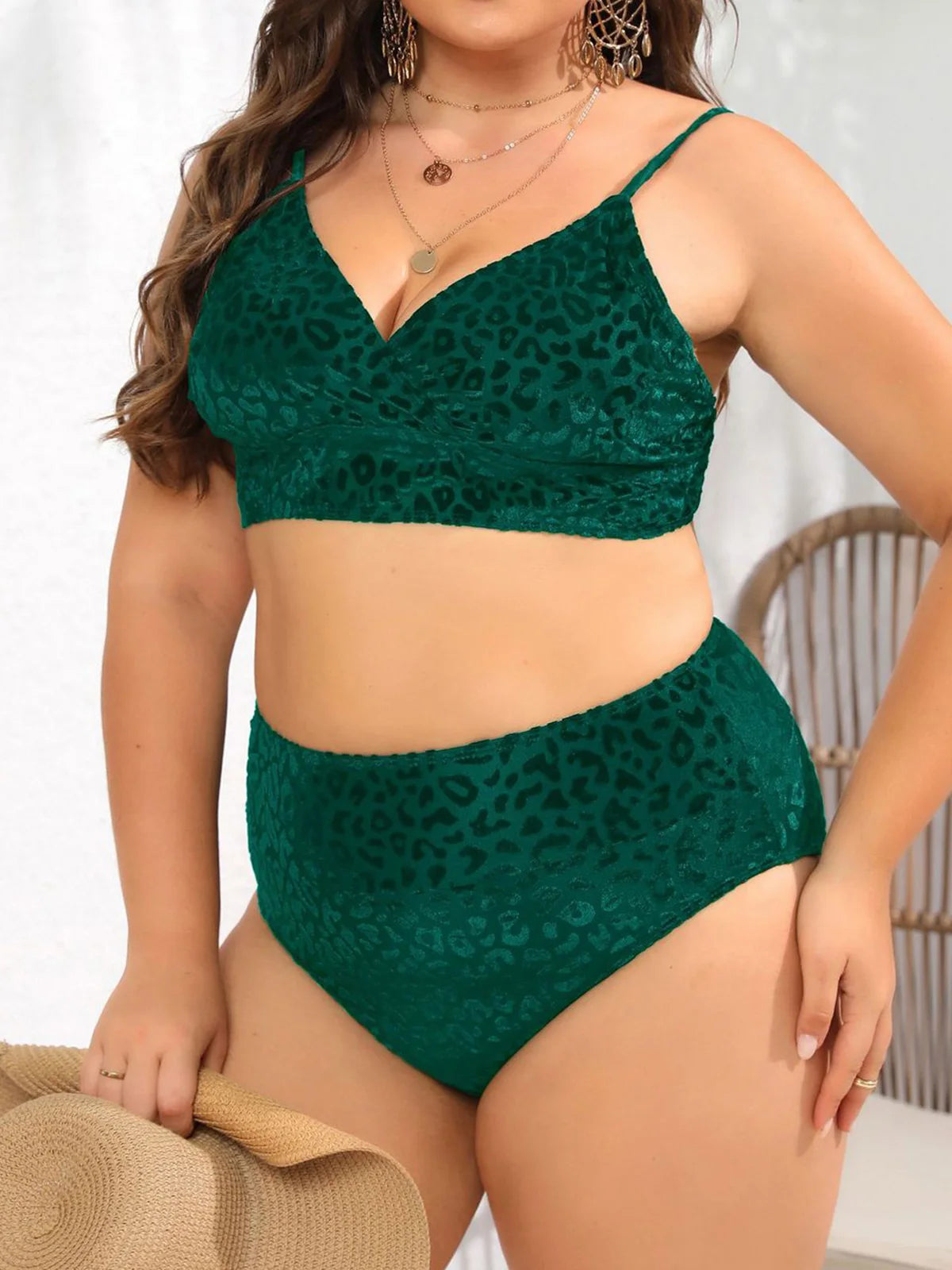 Leopard Print Bikini Set - High Waist Two Piece Swimsuit
