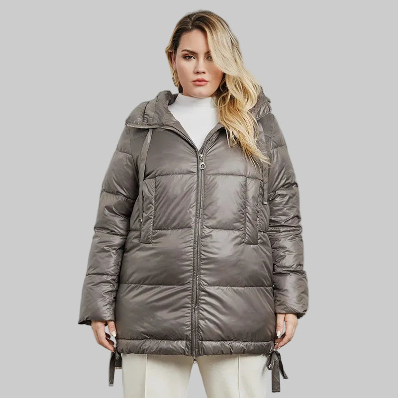 Women's Quilted Winter Parka - Plus Size Hooded Down Jacket