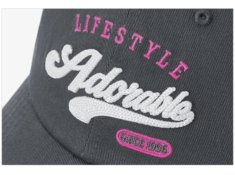 Retro College Style Embroidered Baseball Cap - Adjustable Snapback Sun Hat