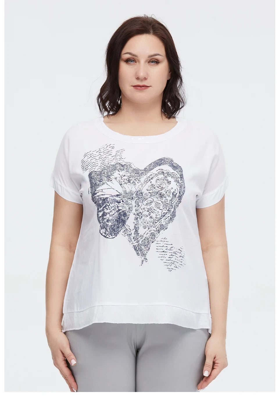Women's Oversized Short Sleeve Sequin Print Cotton Top