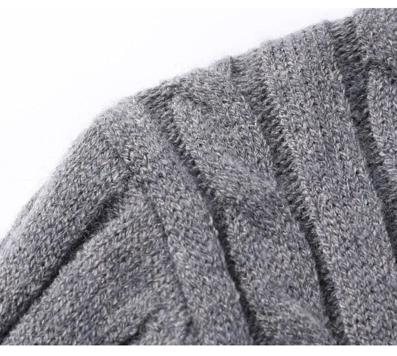 Men's Thick Mock Neck Pullover Half Zipper Knitted Warm Sweater