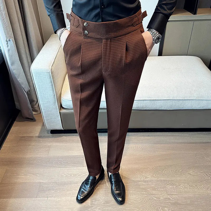 Men's High waist Smart Casual Solid Colour Formal Trousers