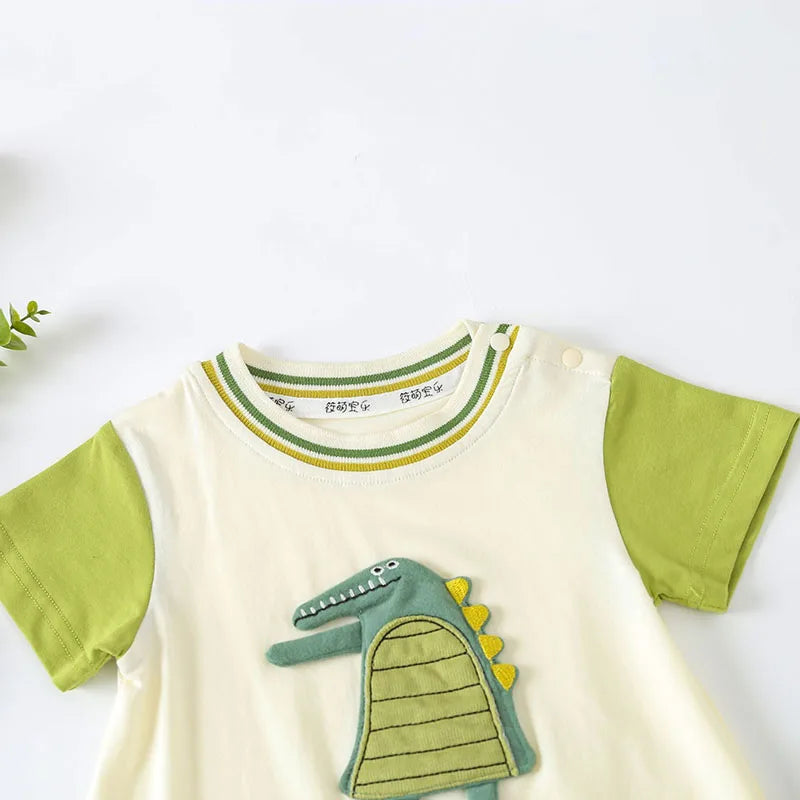 Baby Toddler Newborn  Cartoon Dinosaur Short-sleeved Jumpsuit  Romper