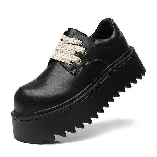 Men’s Platform Casual Genuine Leather Thick Sole British Shoes