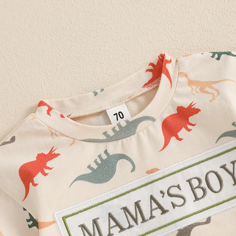 Baby Boys Dinosaur Romper - Letter Embroidery Short Sleeve Bodysuit (0-18M)