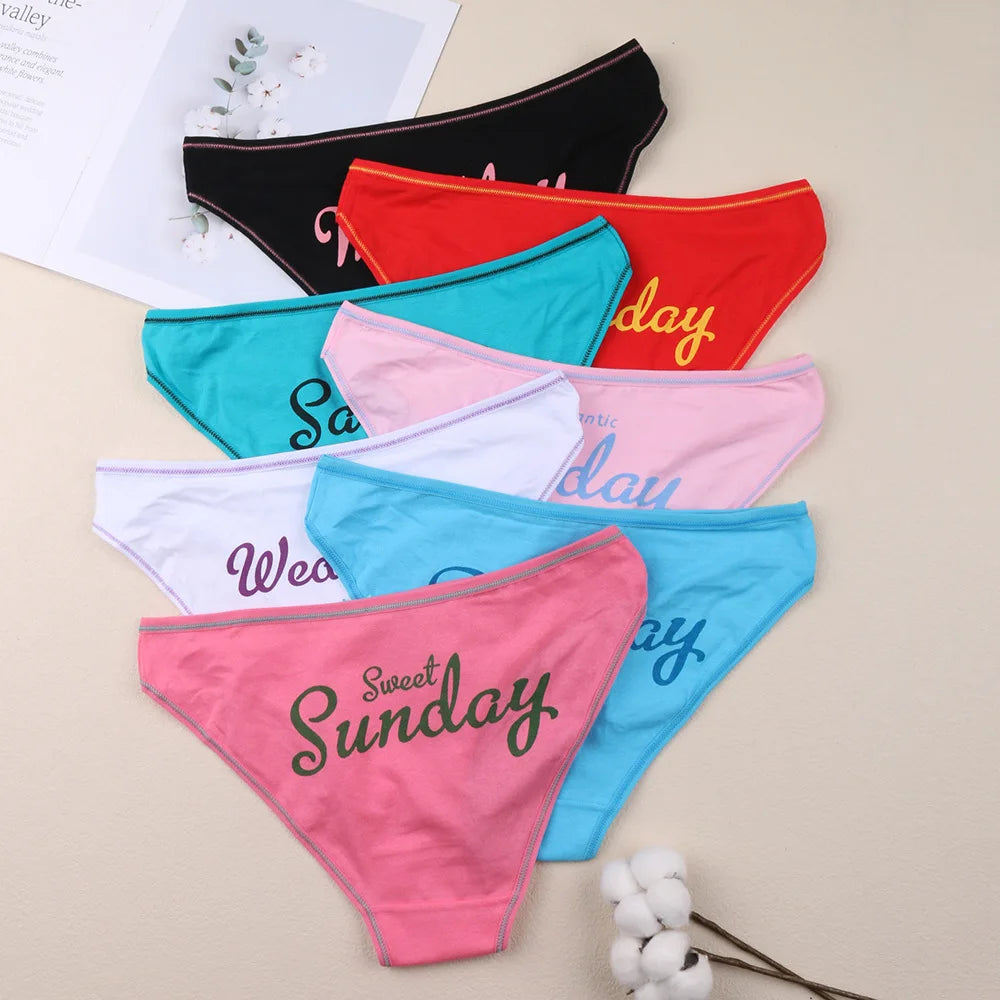 7 Pcs/lot Women Panties Cotton Print 7 Days A Week Comfort Breathable Underpants