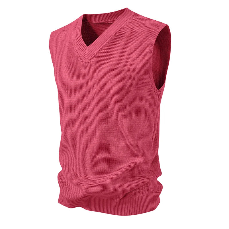 V-Neck Knitted Vest - Sleeveless Smart Casual Sweater Waistcoat