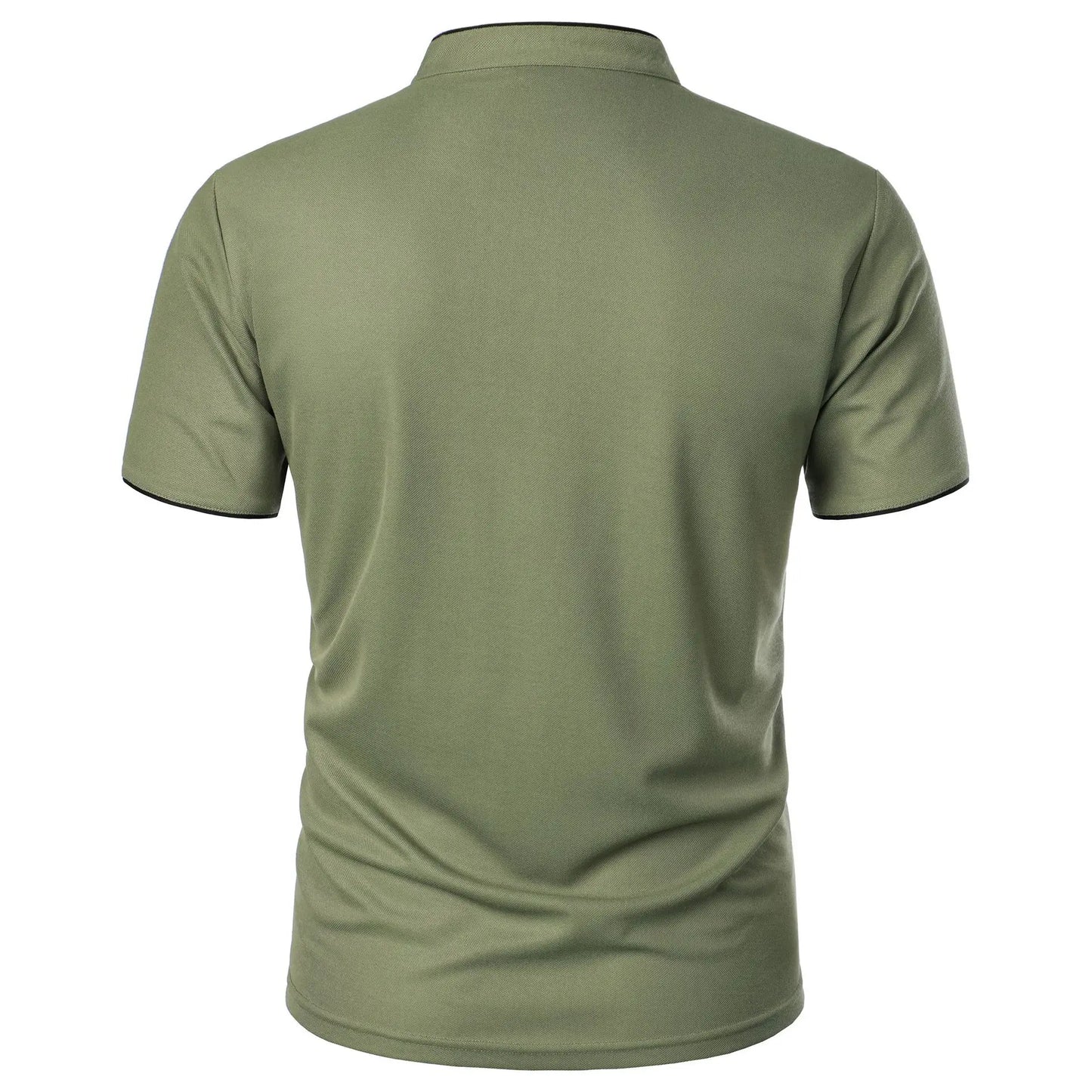 Men's Summer Short Sleeve Stand Collar Smart Casual Slim Fit Lightweight T-Shirt