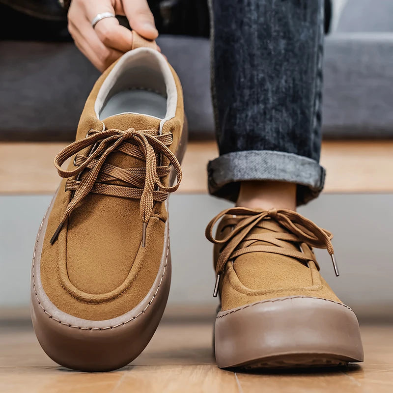 Men's Platform Suede Shoes Lace Up Shoes